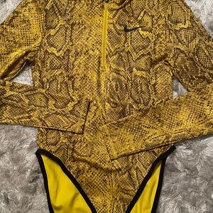 Nike Yellow Python Snake Print Bodysuit